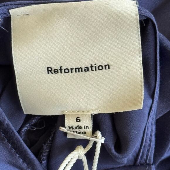 Reformation Casette Silk Midi Dress Blue Iris Size 6 NWT - Picture 6 of 9